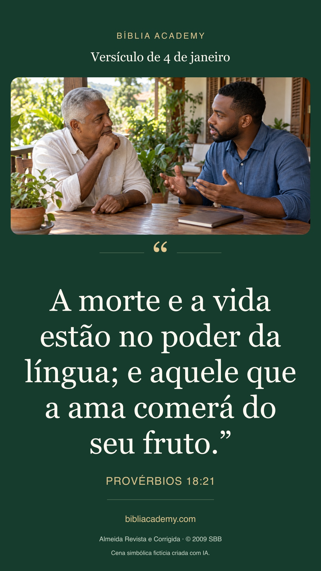 Cartão vertical com Provérbios 18:21