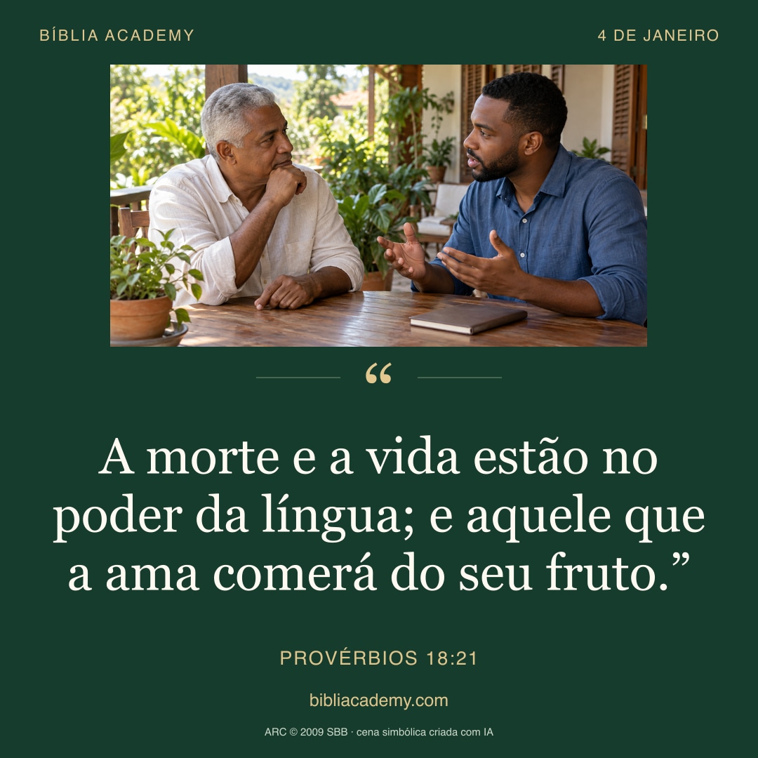 Cartão quadrado com Provérbios 18:21