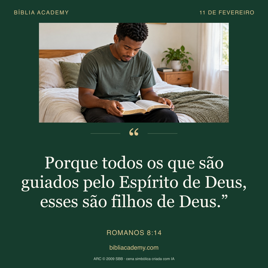 Cartão quadrado com Romanos 8:14