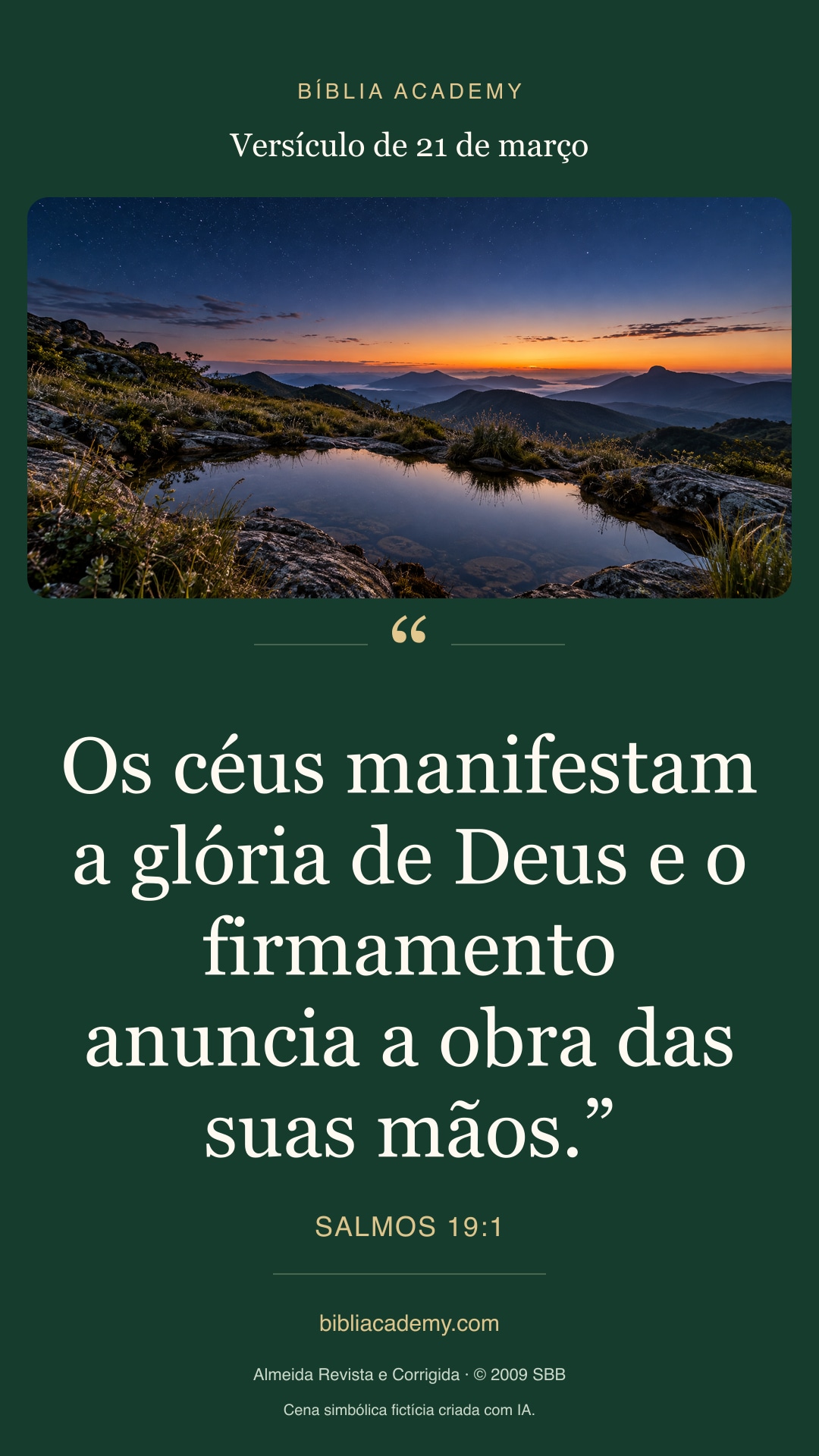 Cartão vertical com Salmos 19:1