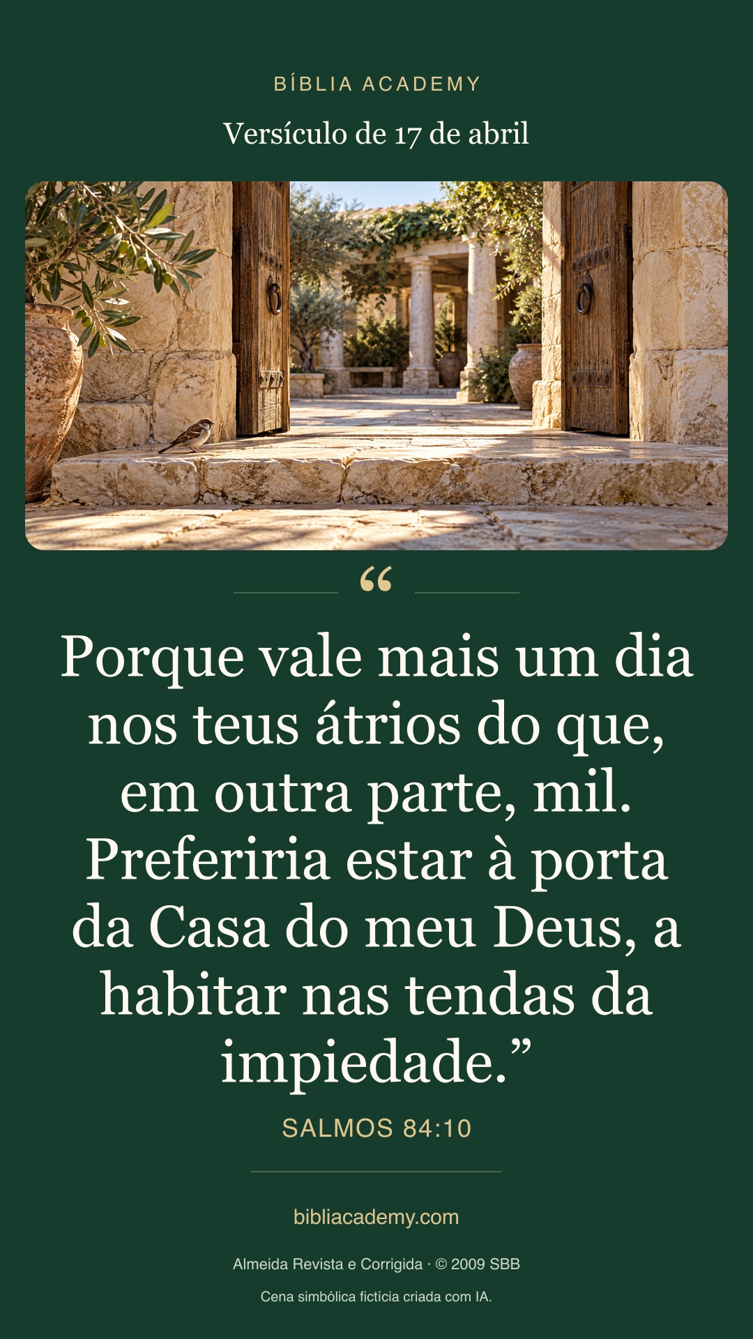 Cartão vertical com Salmos 84:10