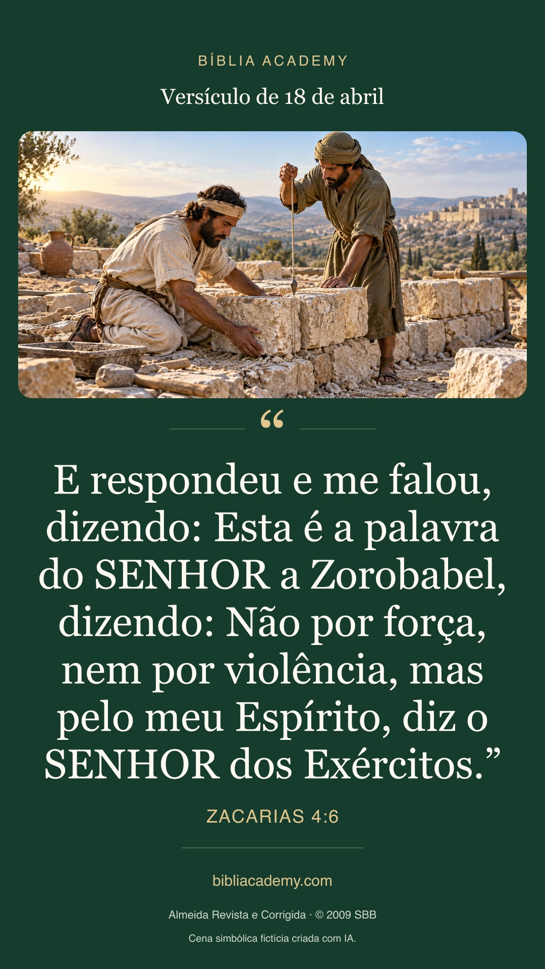 Cartão vertical com Zacarias 4:6