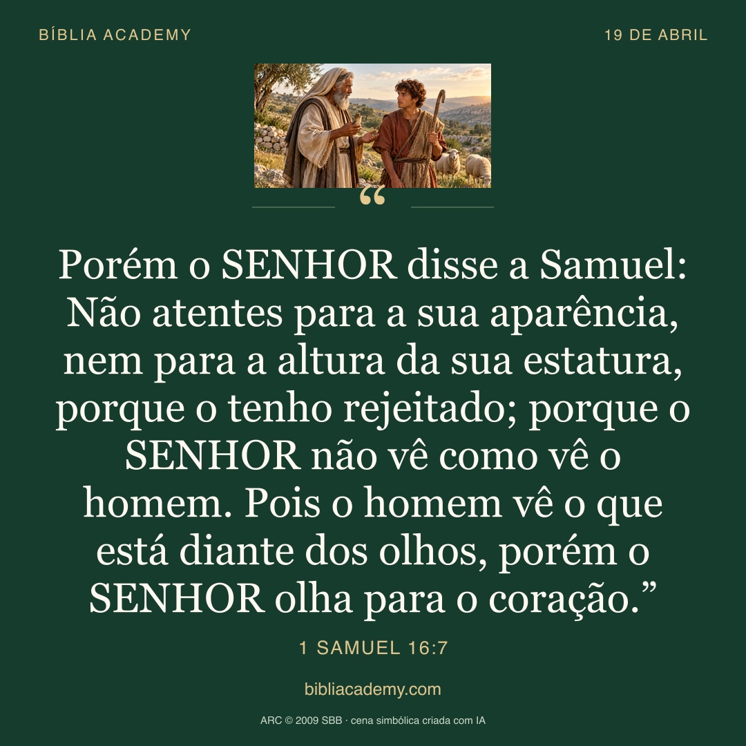 Cartão quadrado com 1 Samuel 16:7