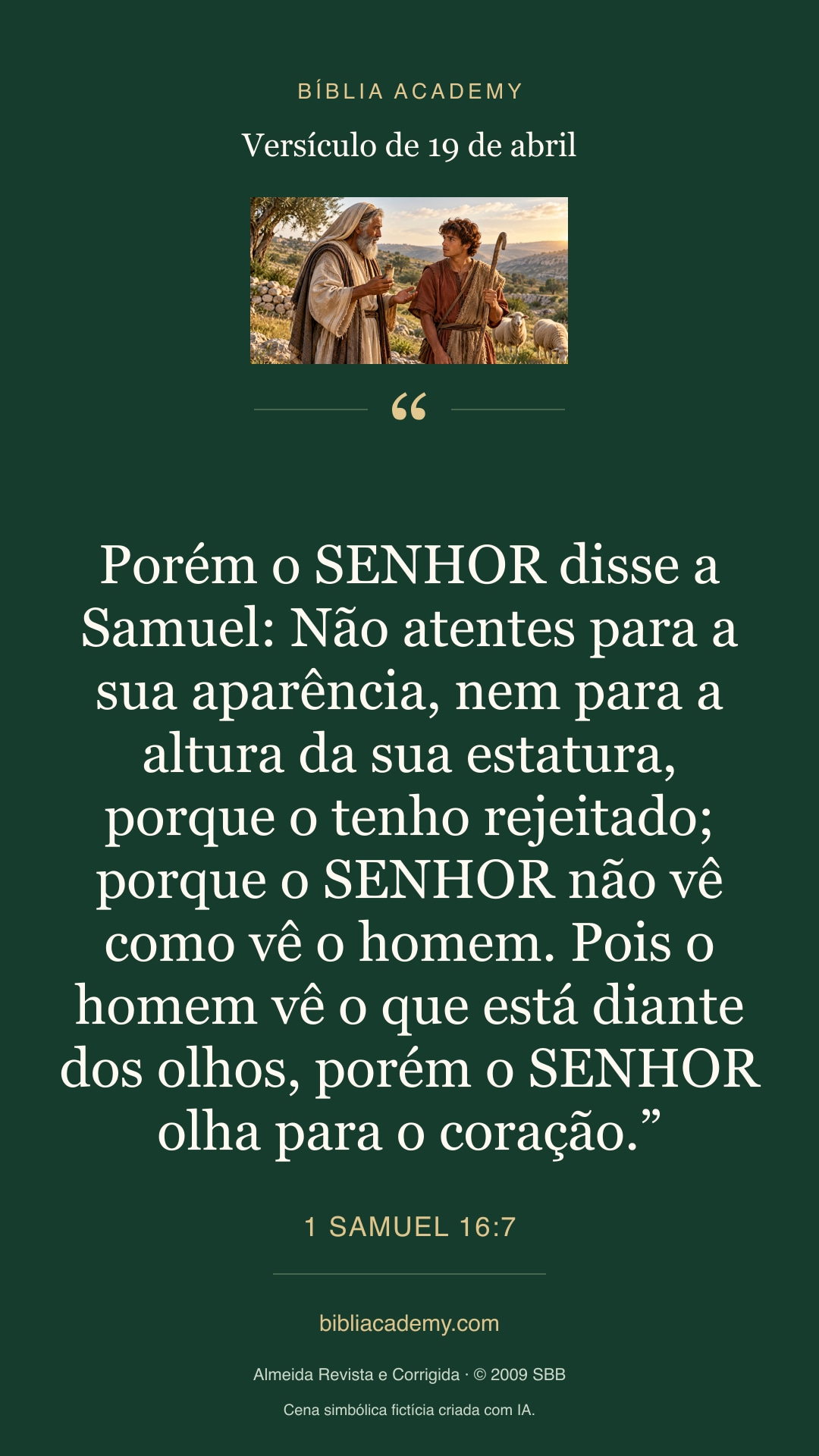 Cartão vertical com 1 Samuel 16:7