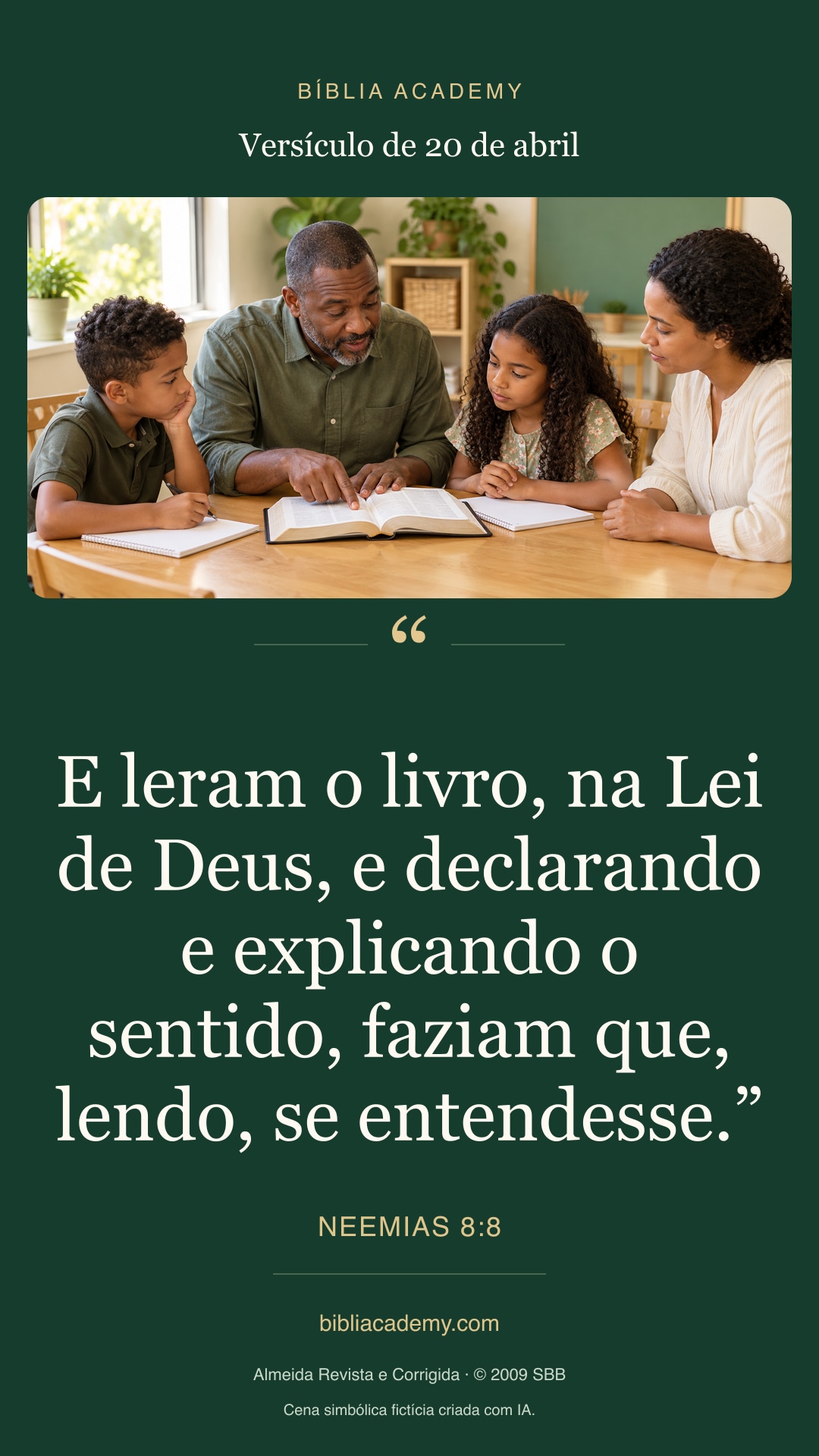 Cartão vertical com Neemias 8:8