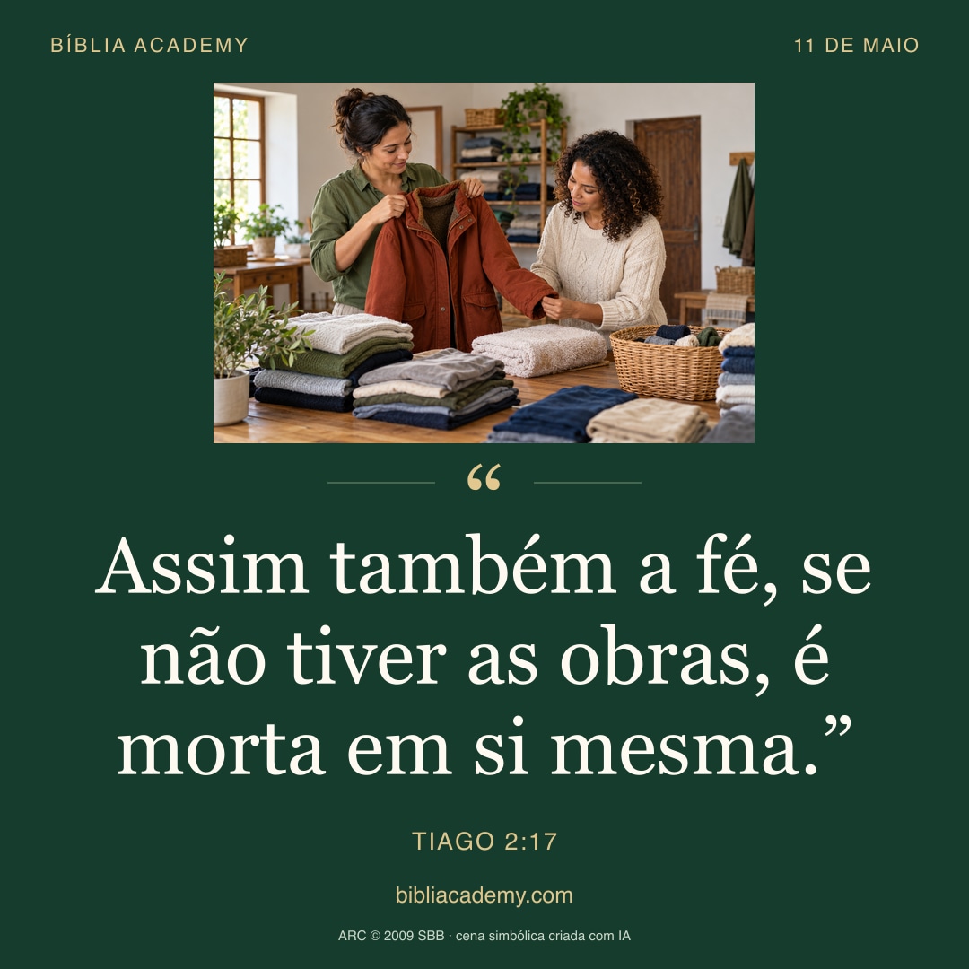 Cartão quadrado com Tiago 2:17
