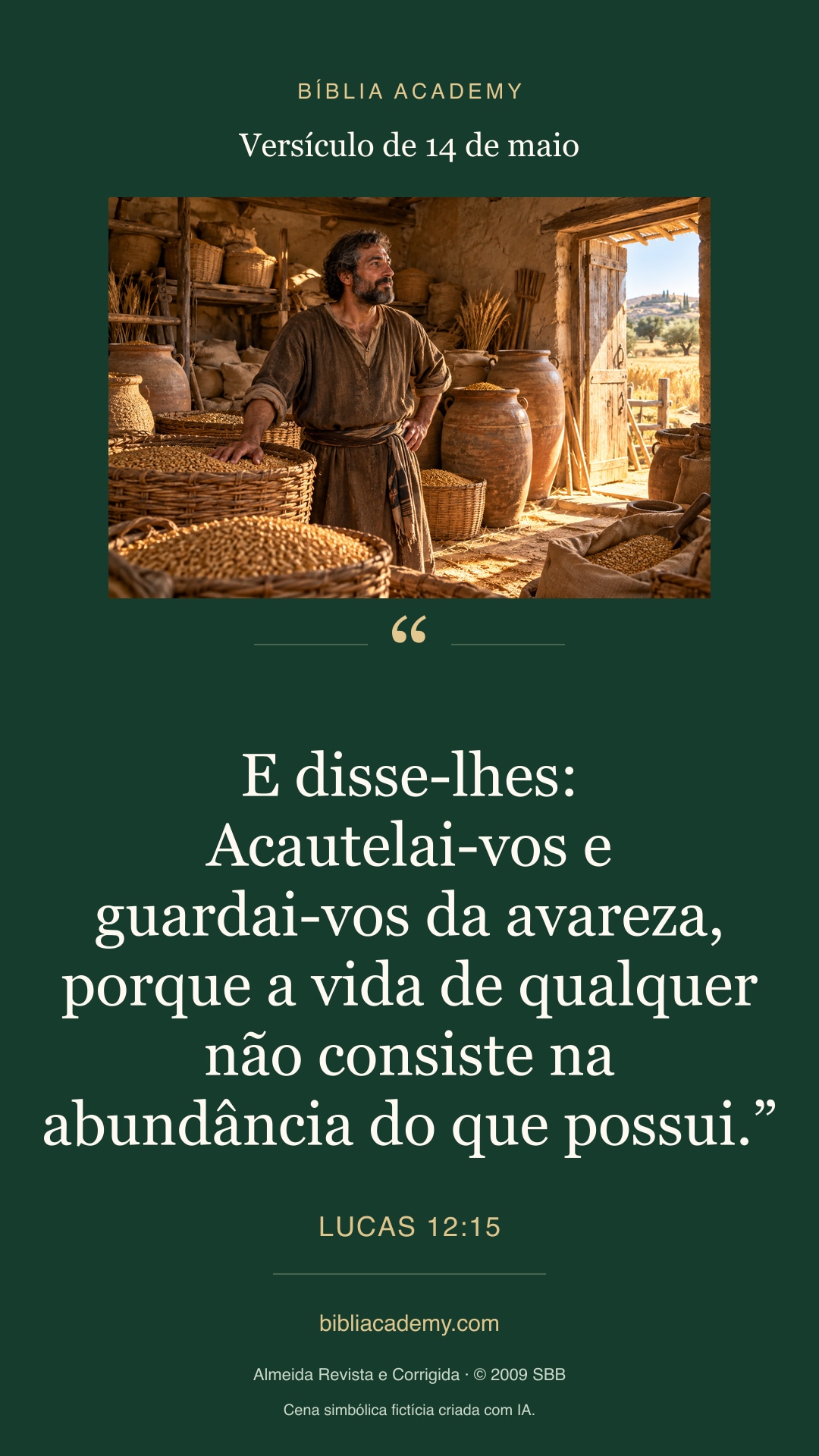 Cartão vertical com Lucas 12:15