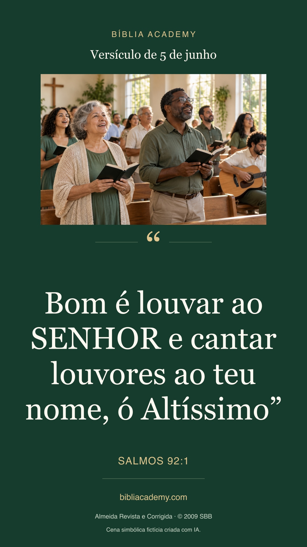 Cartão vertical com Salmos 92:1