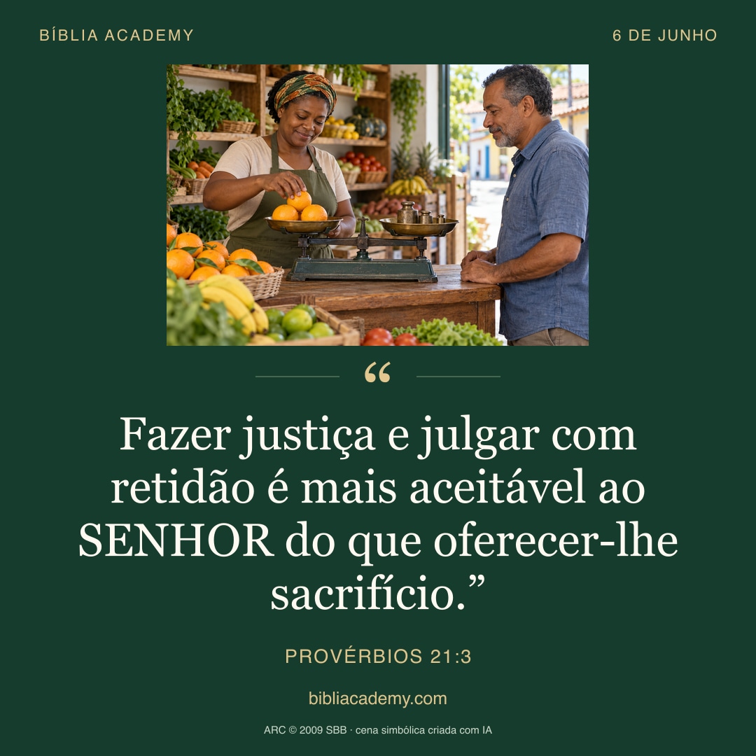 Cartão quadrado com Provérbios 21:3