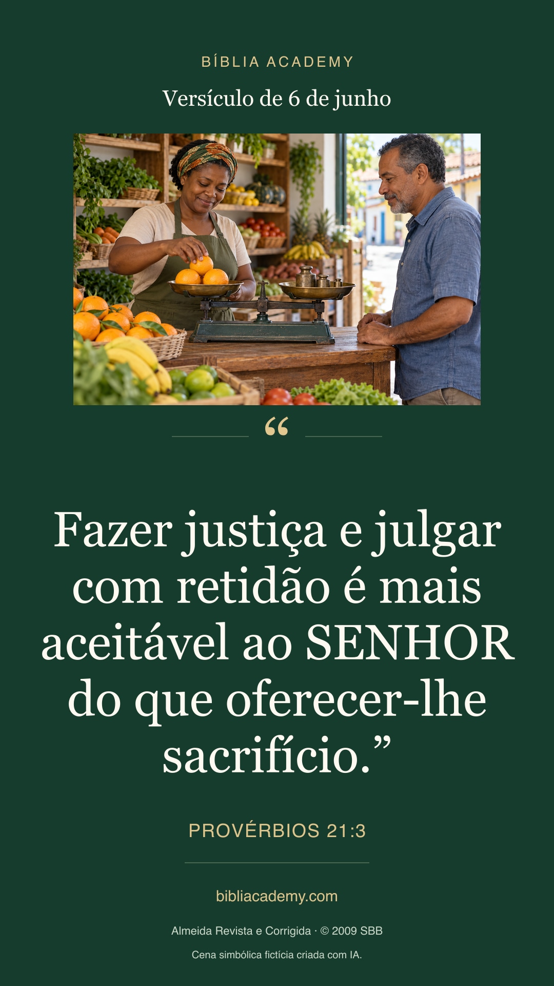 Cartão vertical com Provérbios 21:3