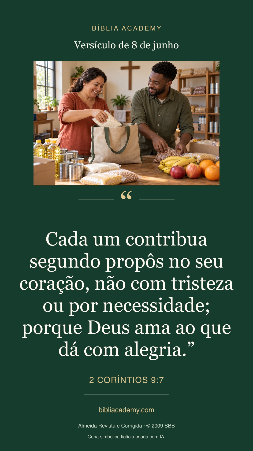 Cartão vertical com 2 Coríntios 9:7