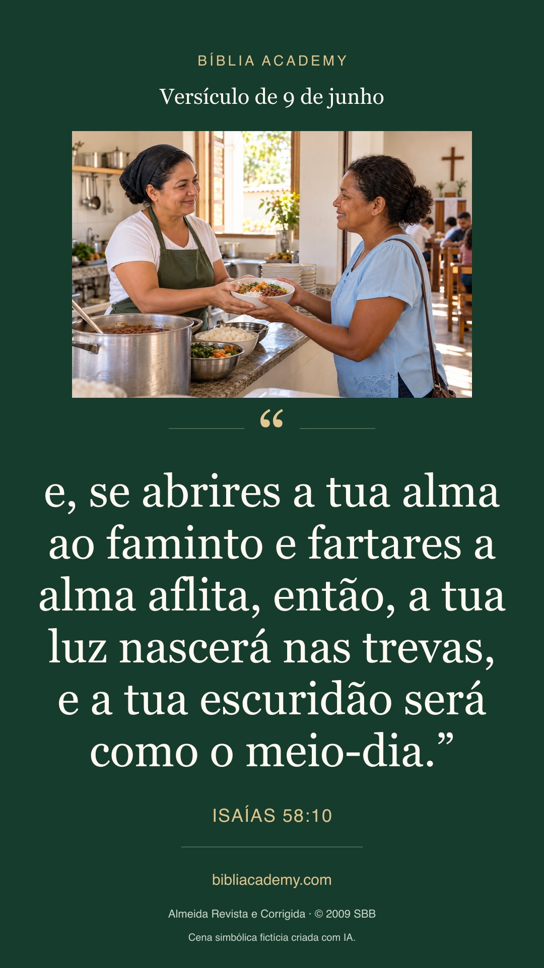 Cartão vertical com Isaías 58:10