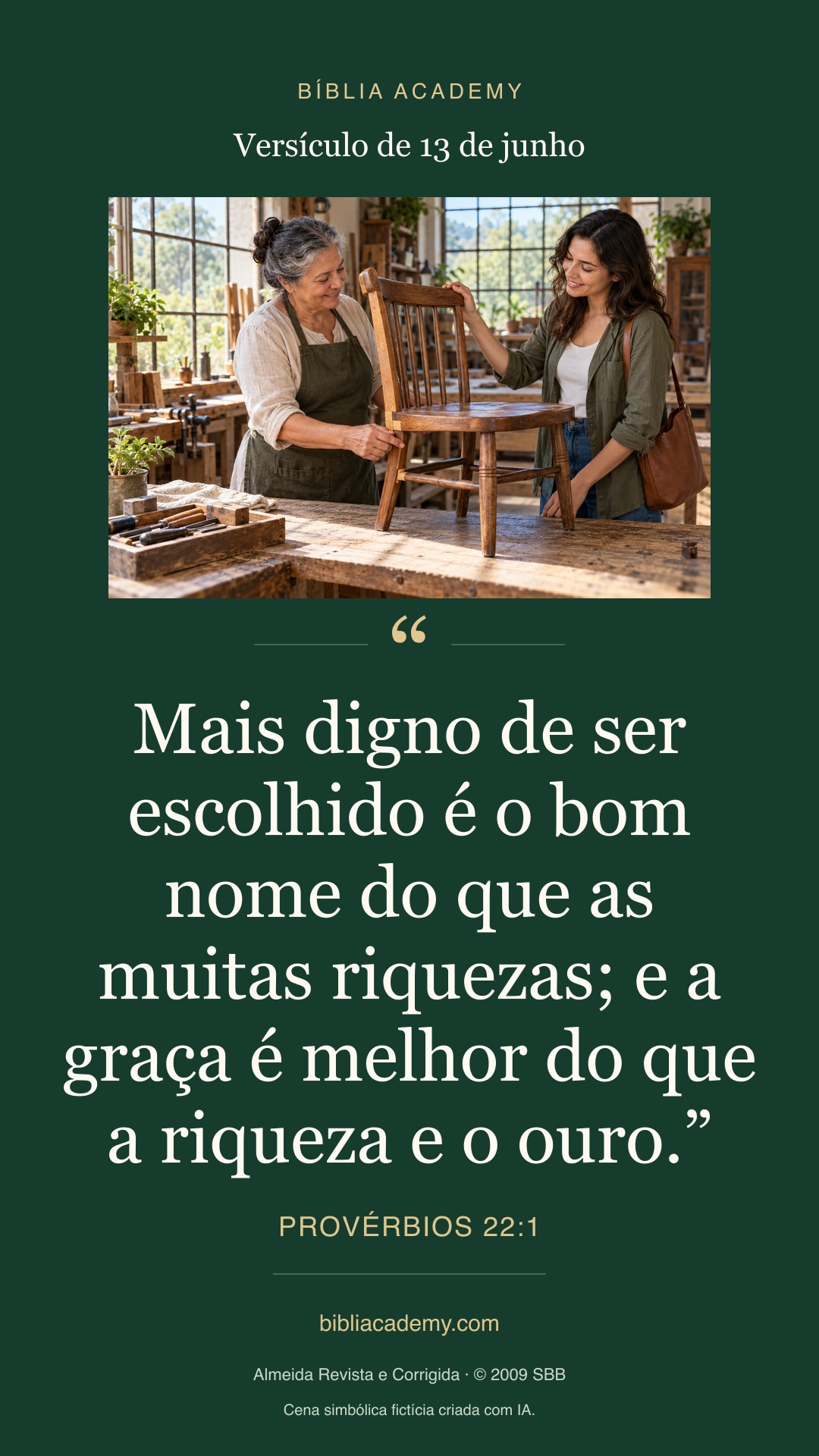 Cartão vertical com Provérbios 22:1