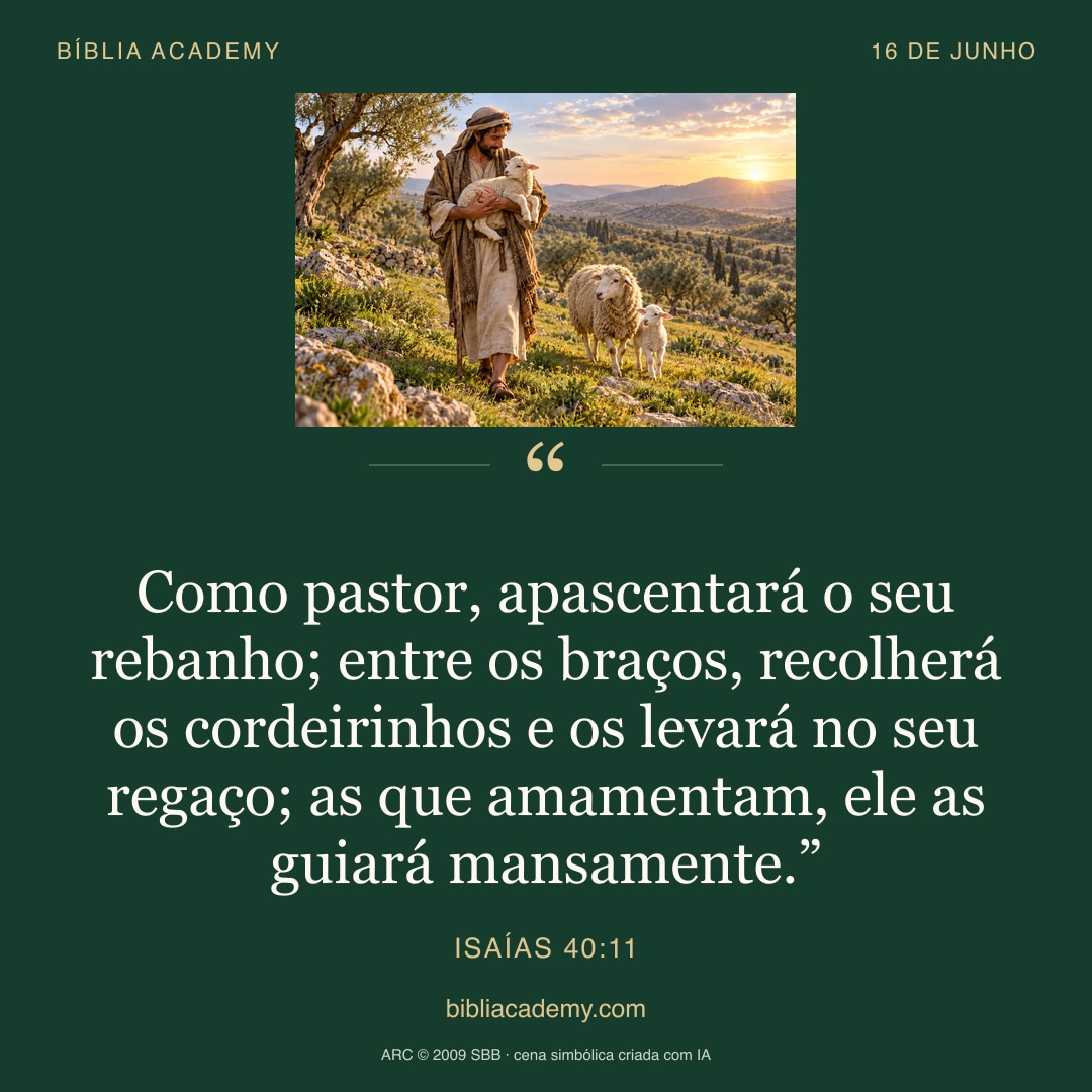 Cartão quadrado com Isaías 40:11