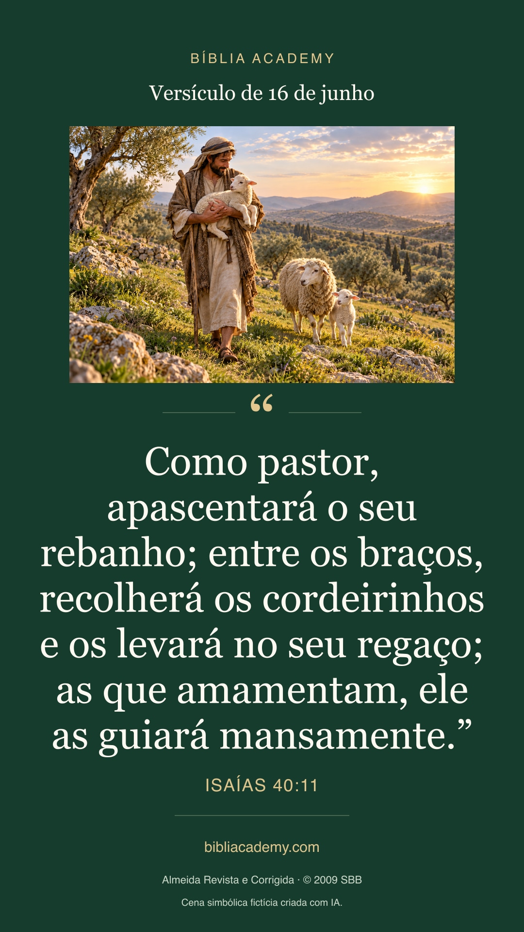 Cartão vertical com Isaías 40:11