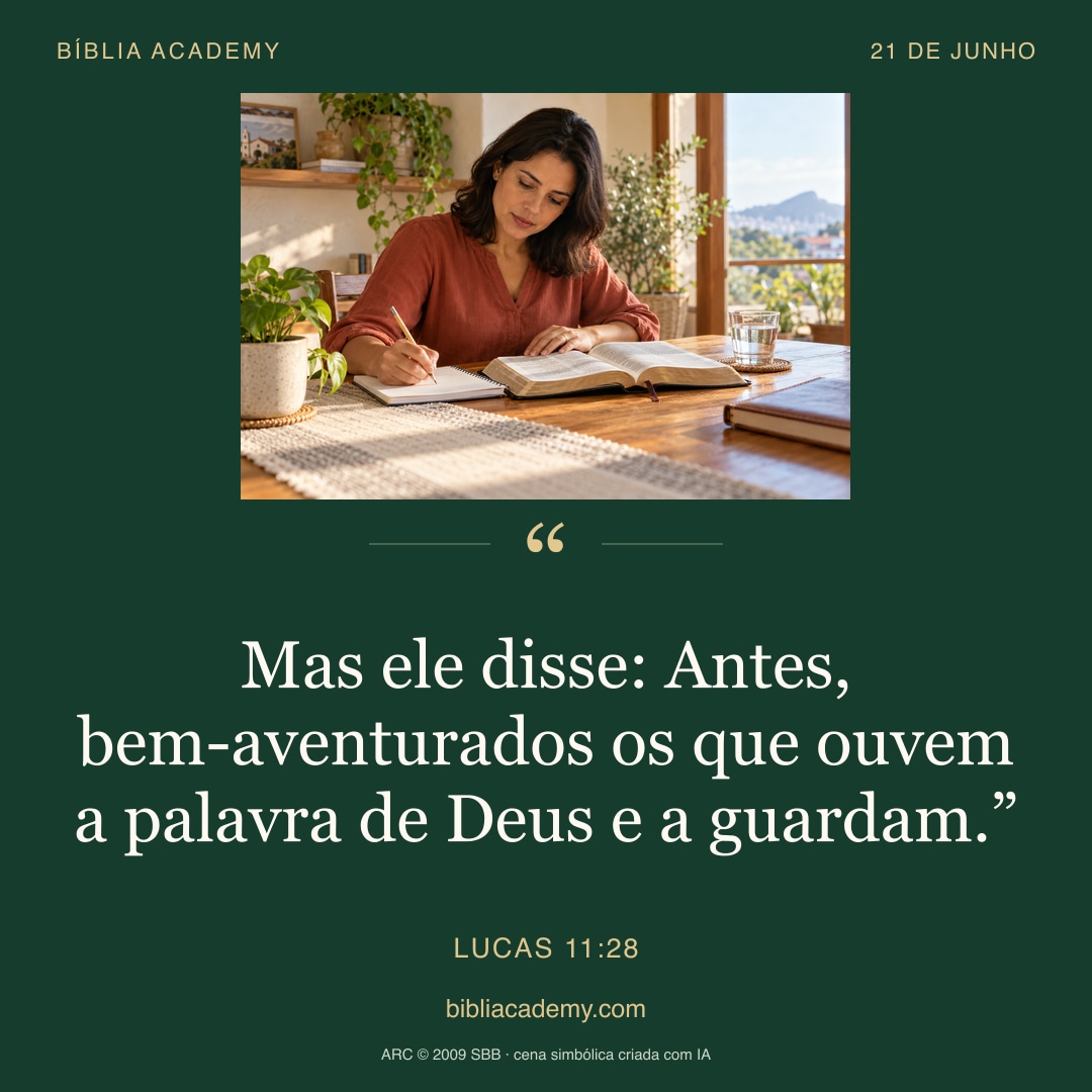 Cartão quadrado com Lucas 11:28