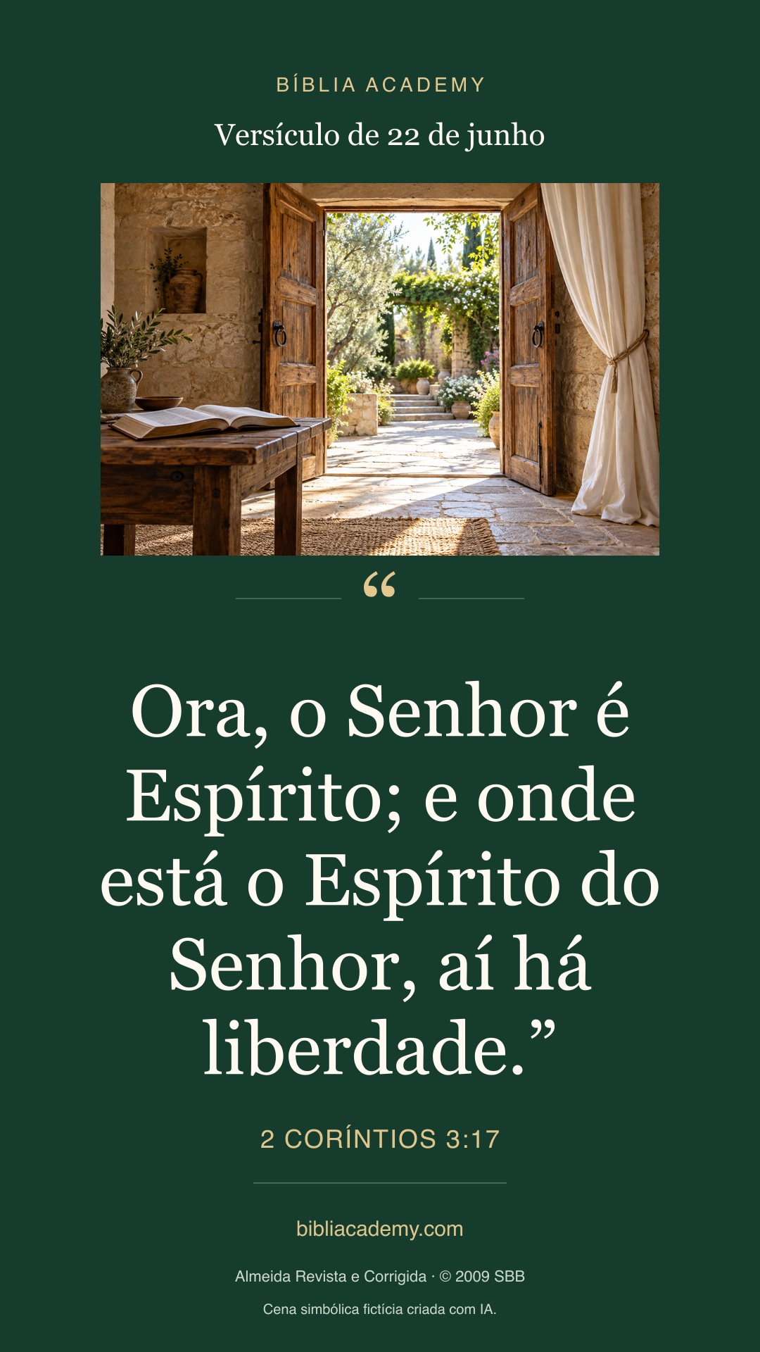 Cartão vertical com 2 Coríntios 3:17