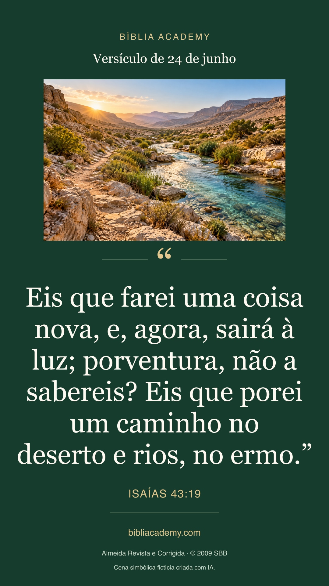 Cartão vertical com Isaías 43:19
