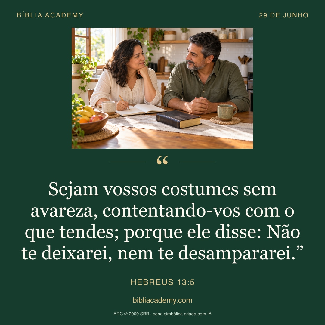 Cartão quadrado com Hebreus 13:5