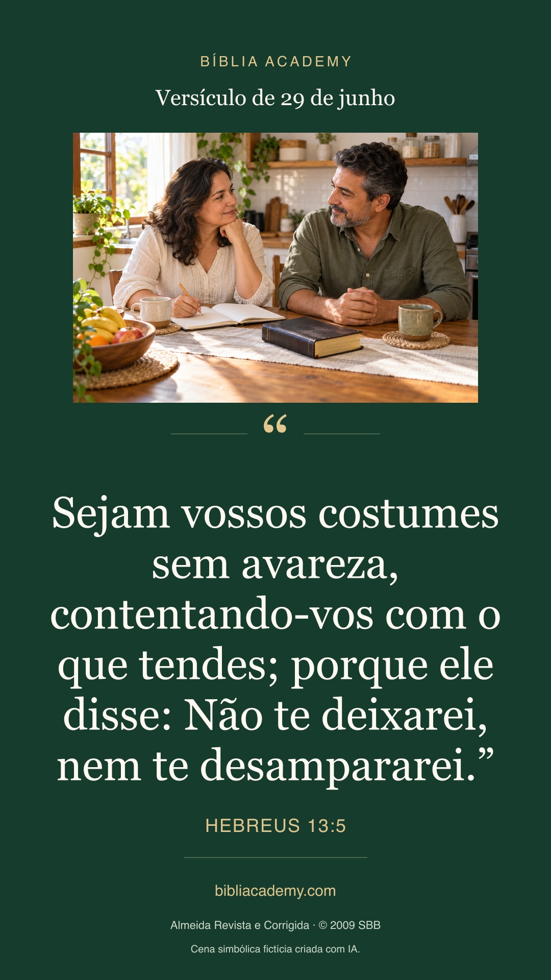 Cartão vertical com Hebreus 13:5