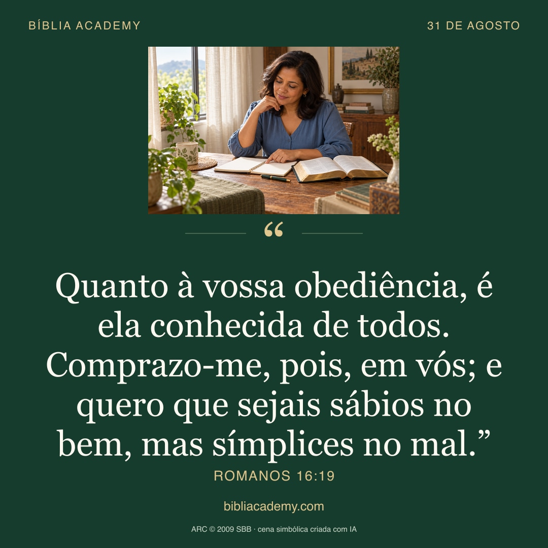 Cartão quadrado com Romanos 16:19