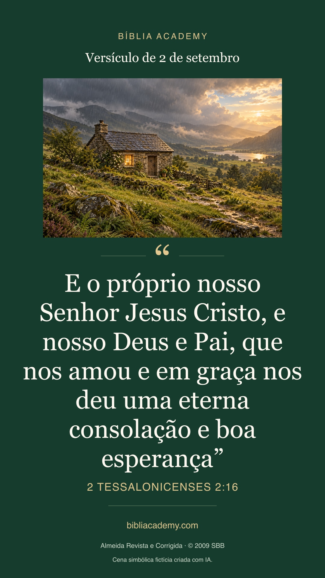 Cartão vertical com 2 Tessalonicenses 2:16