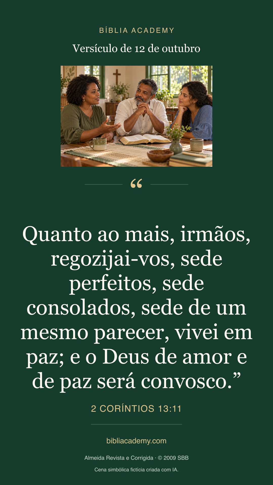 Cartão vertical com 2 Coríntios 13:11