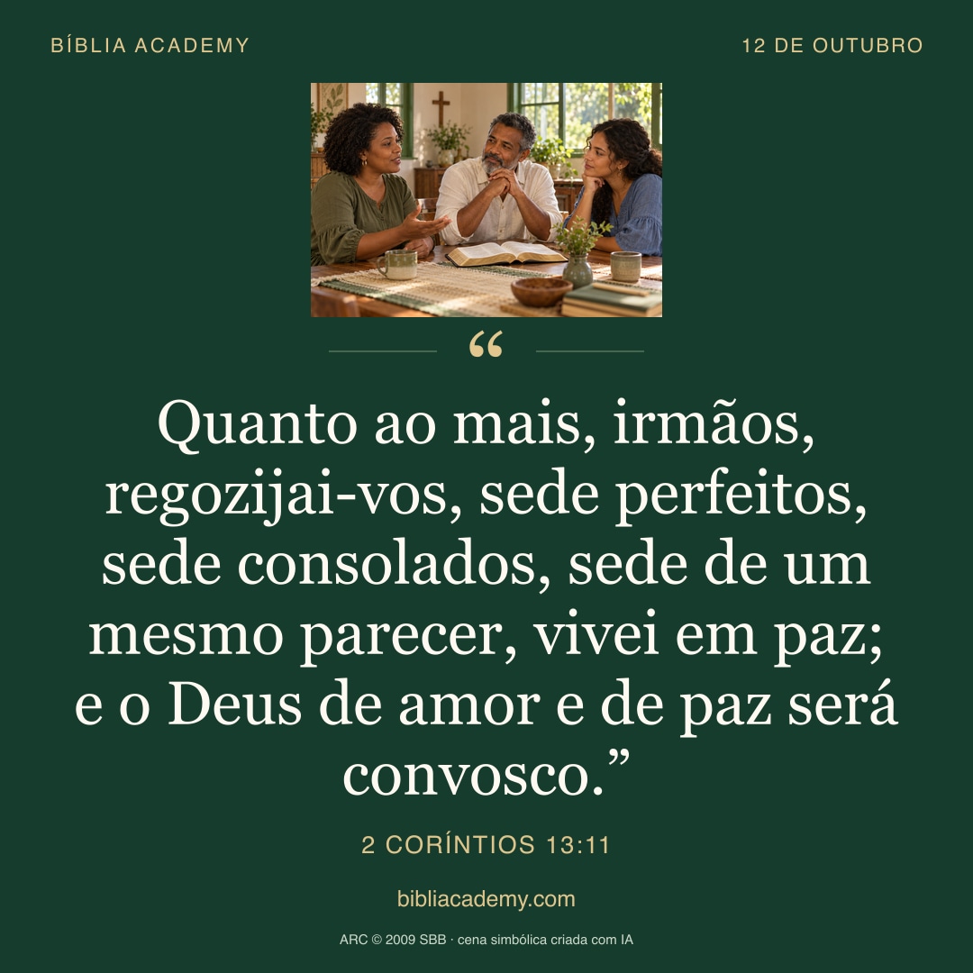 Cartão quadrado com 2 Coríntios 13:11