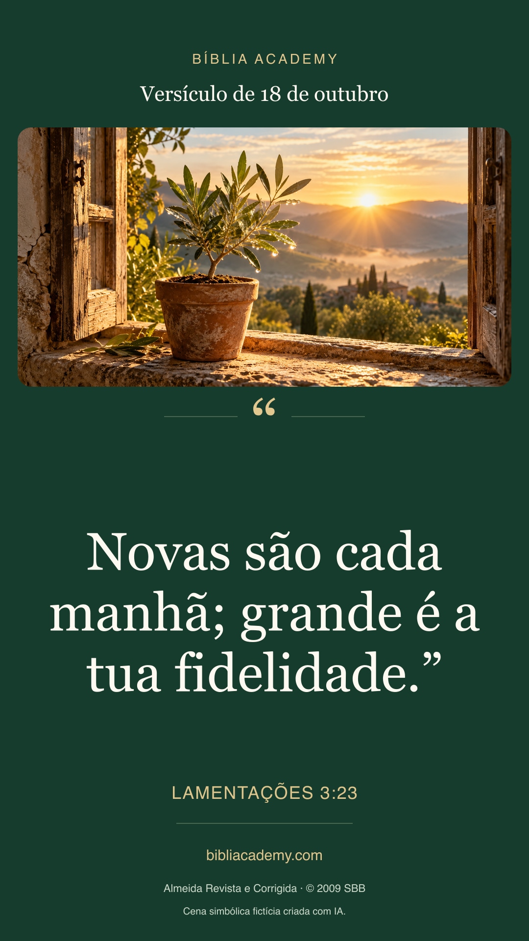 Cartão vertical com Lamentações 3:23