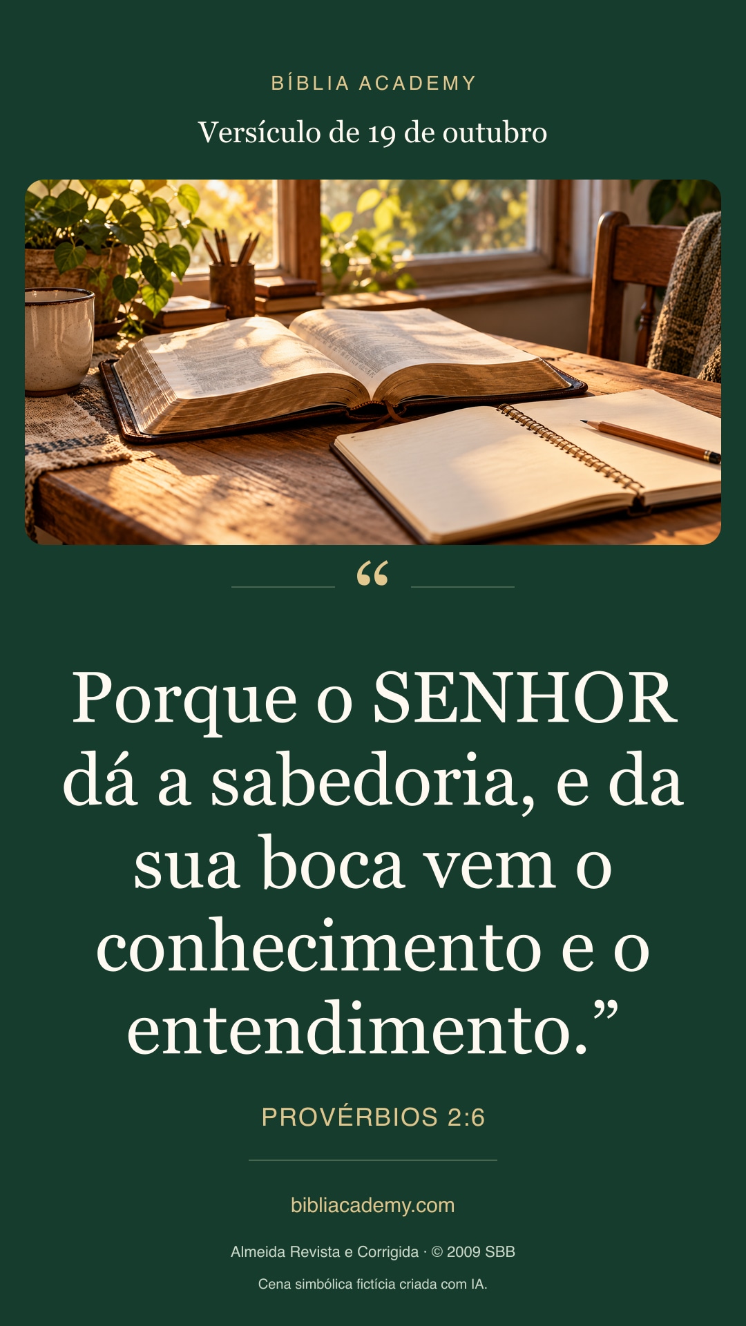 Cartão vertical com Provérbios 2:6