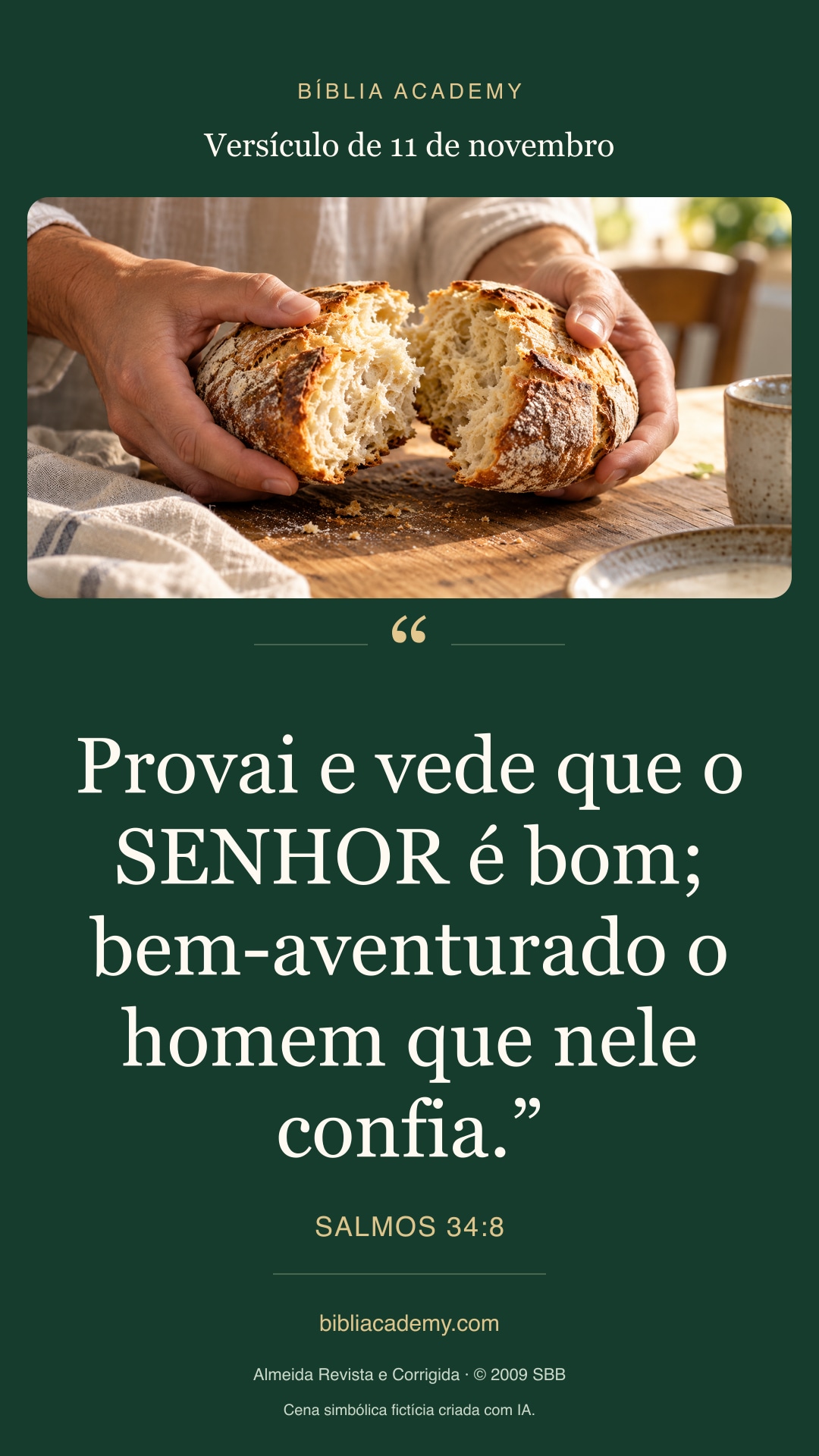 Cartão vertical com Salmos 34:8