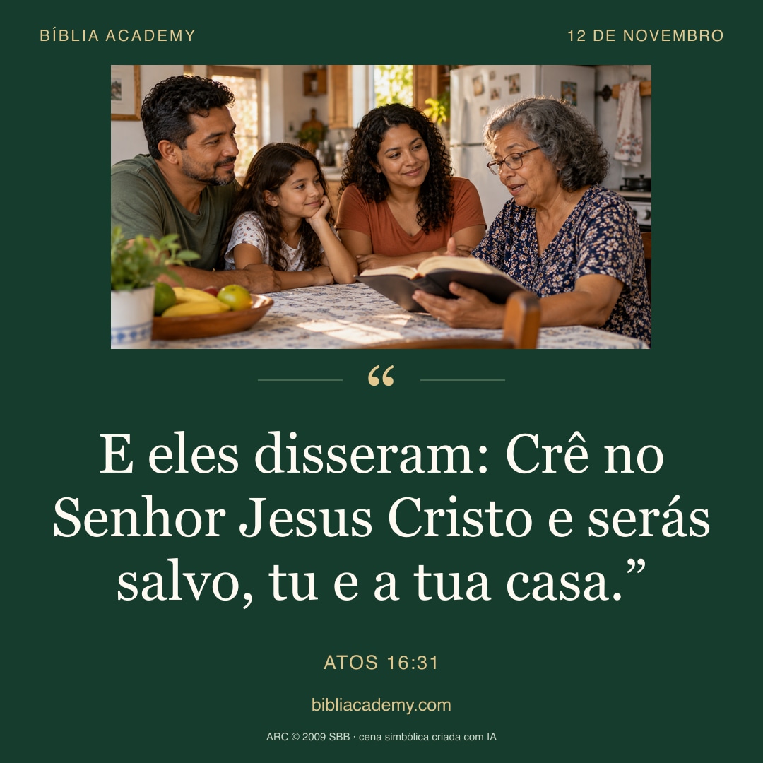 Cartão quadrado com Atos 16:31