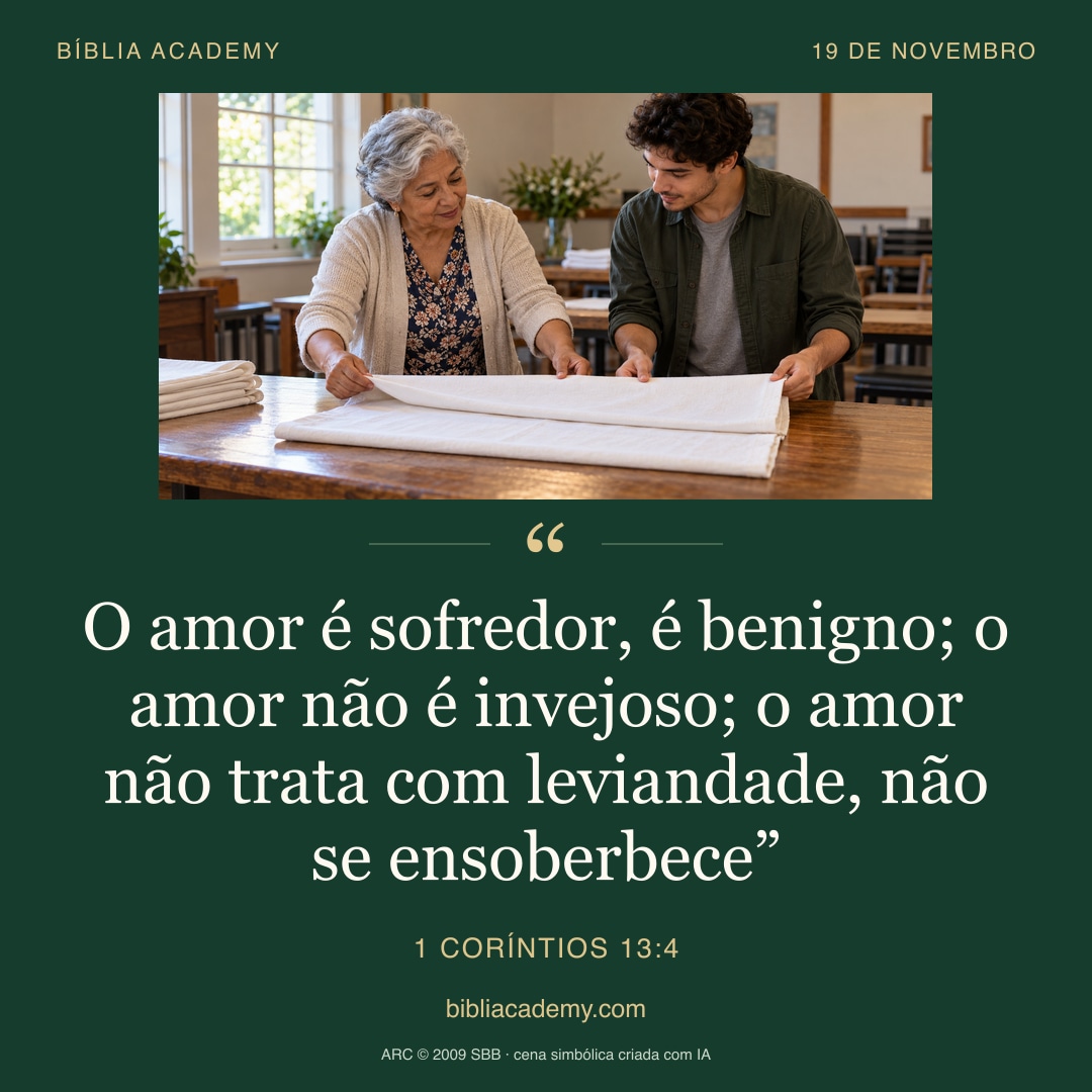 Cartão quadrado com 1 Coríntios 13:4