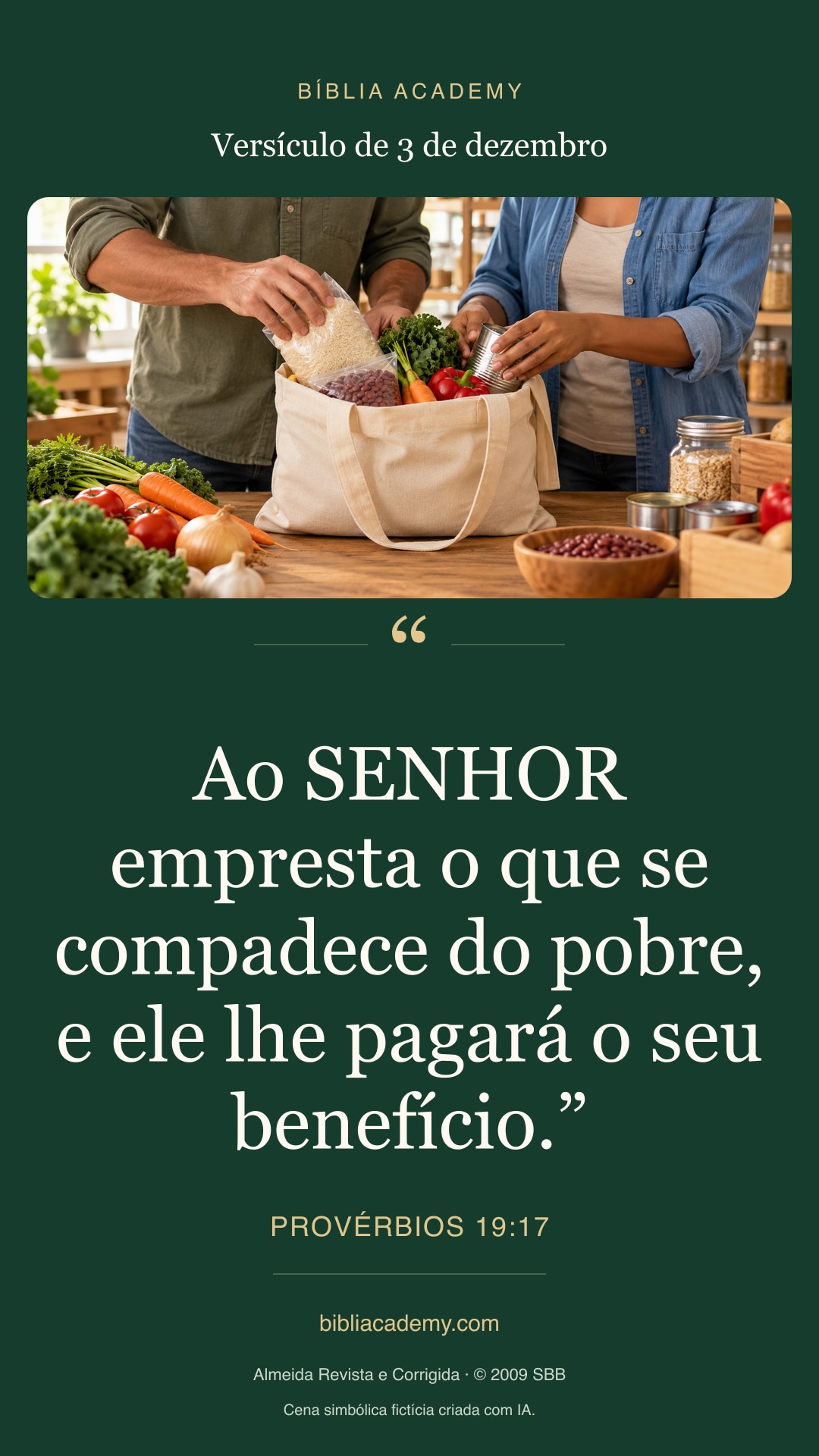 Cartão vertical com Provérbios 19:17
