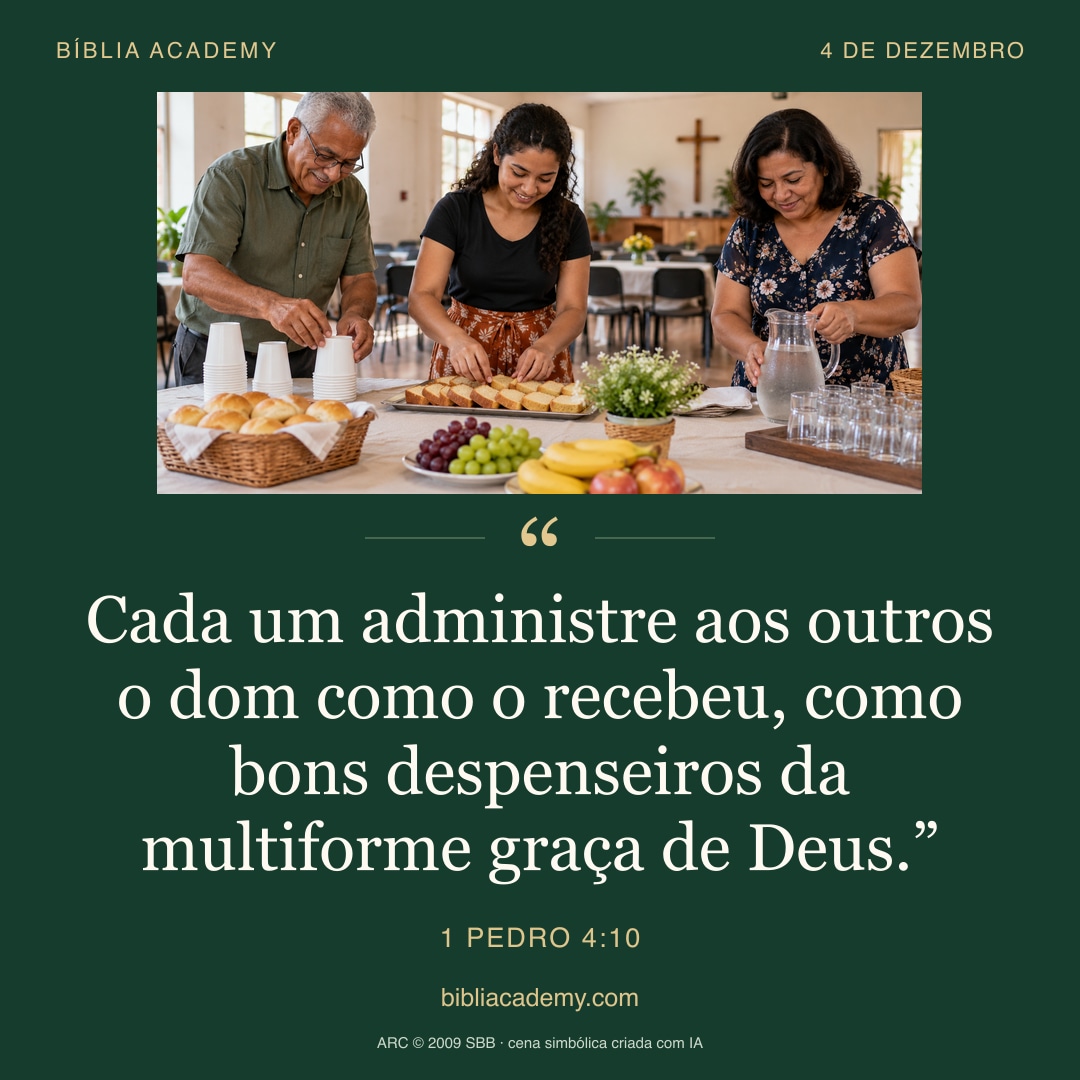 Cartão quadrado com 1 Pedro 4:10